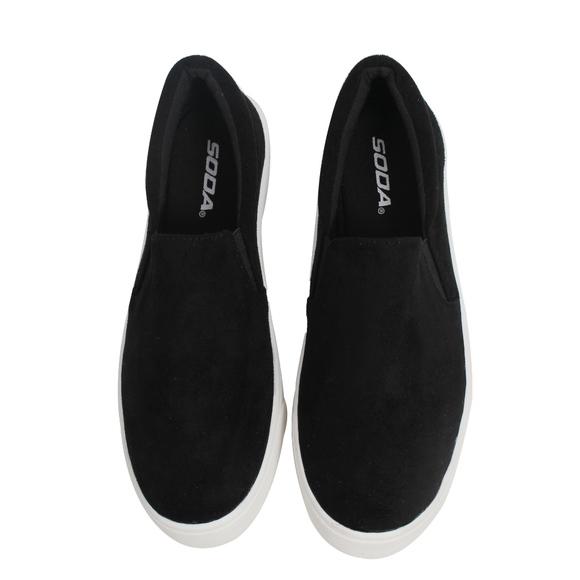 Black Elastic White Sole Slip On Loafer - Picture 4 of 6